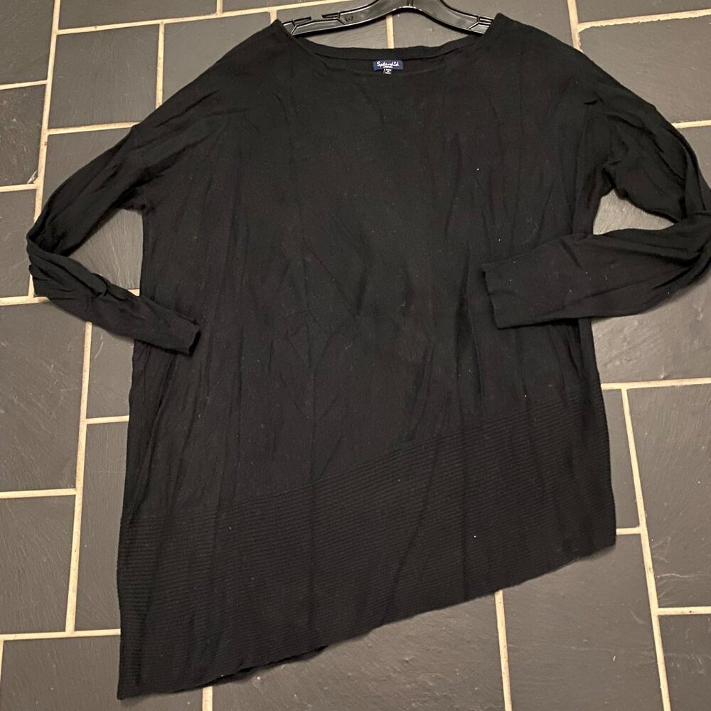 Splendid Black Tunic Sweater - Size M - Asymmetrical bottom, 5% cashmere soft!